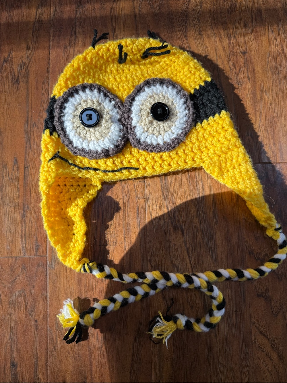 Yellow Kids Crochet Character Earflap Hat
